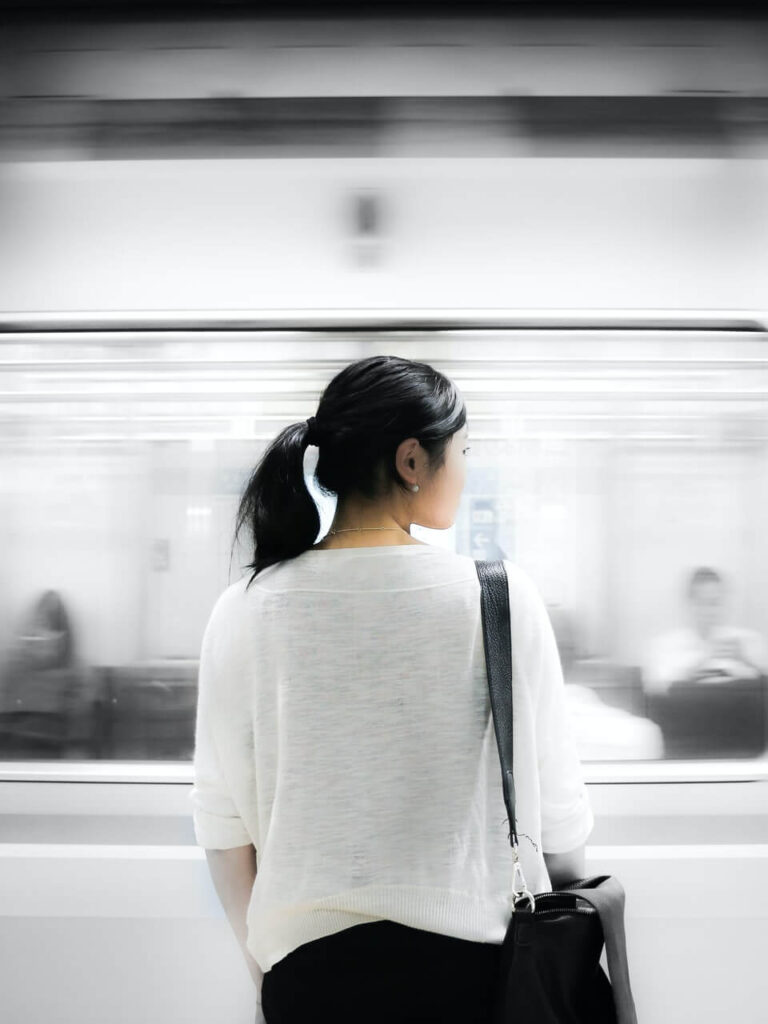 Woman at a subway station Woman at a subway station