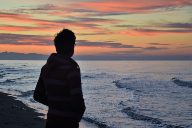 Inner peace by the sea, at sunset