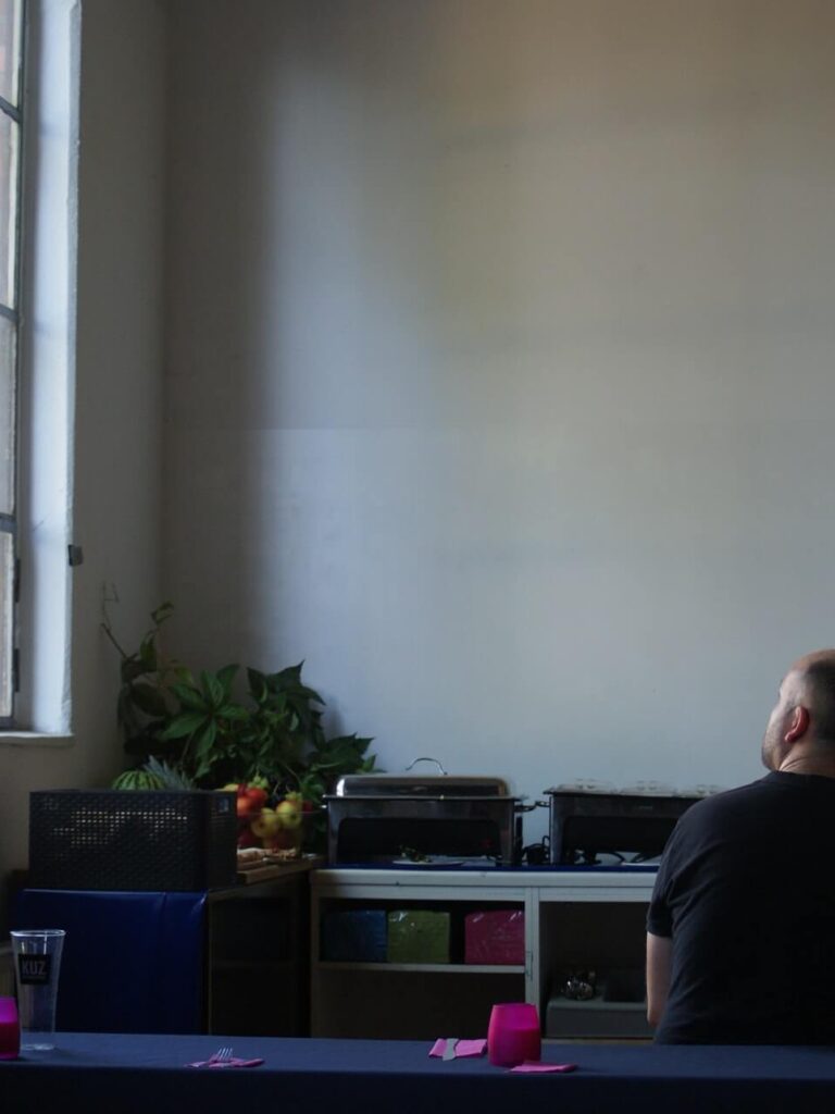 Man musing before a party.