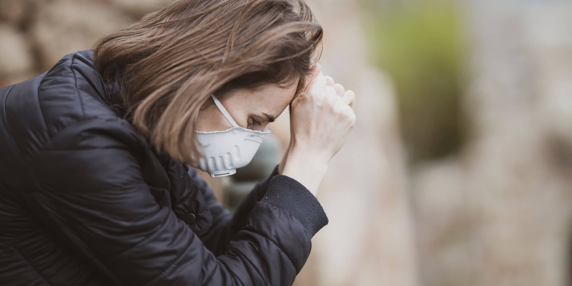 Woman wearing face mask during coronavirus outbreak